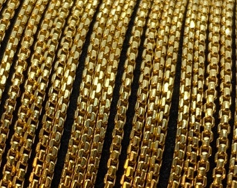 18K Gold Box Chain Necklace - Authentic Gold Jewelry