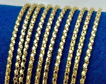 14K Gold box Chain Necklace new design, 20", 22", 23.5" (2.3MM), Real Gold, shiny Link Chain, Diamond Cut  Gold Chain,  For Her, For Him .