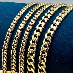 18k GOLD Curb Link Chain Necklace, Real Gold Curb Chain, Ladies Gold Chain, 18k Gold Chain, For Him, For Her, 18k Cuban Curb link.