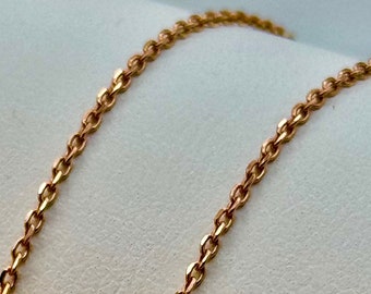 18k solid Gold Cable  Chain  Rose gold colour,18 inches , 1mm, gift for her, Cable Gold Chain, 18k Rose Gold Chain, Birthday Gift for Her .