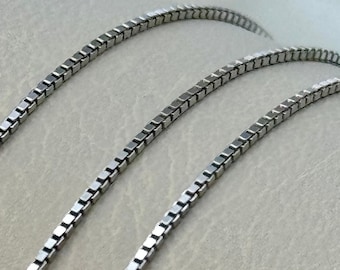 18K Solid Gold Box Chain Necklace 18.5" inches , Real Gold White Chain, Box Link Chain, Box Chain Gold, Women, Men, Birthday Gift , Gift .
