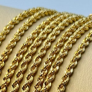 18k echte Goldseilkette, 3 mm, 2.3 mm, 18k Goldseilkette, Goldseil, 18k Seilkette, 18k Seilkette Halskette, 18k Seil, Geburtstagsgeschenk.