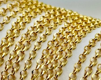 18k Real Gold Rolo chain, 18k Dainty  Gold Rolo chain necklace, For Her, For Him, Birthday Gift, Anniversary Gift.
