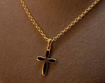 14k  Gold Cross Necklace 19,5”,2mm , Cross pendant, Jesus Necklace, Christian Necklace ,Gift For Her