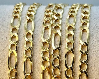 18k Gold Figaro Necklace 2.5MM  , Figaro real Gold chain, 18k Real gold Figaro chain, gold chain ,For Her ,For Him , Birthday Gift