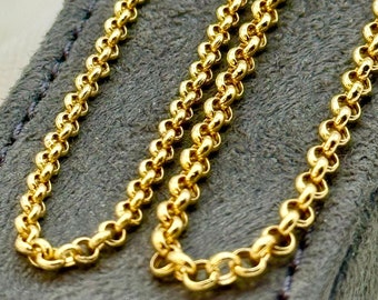 14k Real Gold Rolo chain, 2.5mm, 3mm, 14k Gold Rolo chain, Gold rolo chain, Rolo chain necklace ,For Him ,For Her ,Everyday Chain .