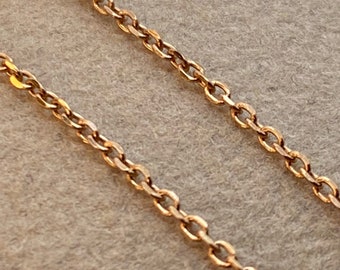 18k solid Gold Cable  Chain  Rose gold colour,18 inches , 1mm, gift for her, Cable Gold Chain