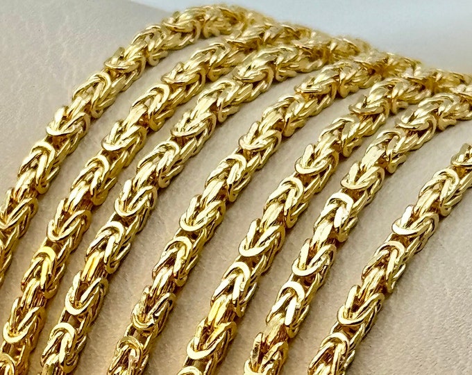 Featured listing image: 18K Solid Gold Byzantine Chain Necklace ,25",24",22",20" ,2.3mm, Thickness-/ Real 18k Gold ,For Him ,for Her, Birthday Gift,Anniversary Gift