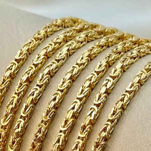 18K Real Gold Byzantine Chain Necklace, 25", 24", 22", 20", 2.3mm Thickness-/ Real 18k Gold , For Him, for Her, Birthday Gift.