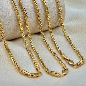 18k Solid Gold Foxtail chain 2MM, foxtail chain ,Franco necklace, Franco chain ,Trending gold chain necklace ,Gold chain, everyday Chain.