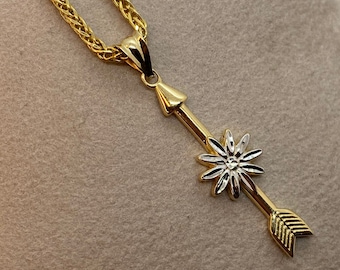 18k Gold Love Arrow Necklace / 18k Real Gold Arrow Necklace / Arrow Necklace/ Arrow pendant Diamond cut /20",2mm