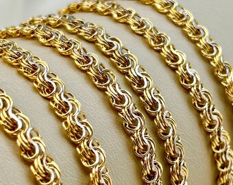 18k Solid Gold Cable chain and bracelet , 19.5" inches,5.70 MM ,Real Gold chain, Cable Gold Chain ,Birthday Gift ,everyday chain.
