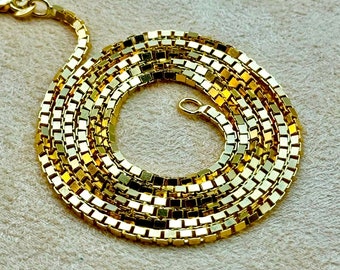 18k Solid Gold box chain, 2mm, 24”, FULLY SOLID LINK, 18k Real Gold  box Chain, For Him, Birthday Gift, Anniversary Gift, For Her .