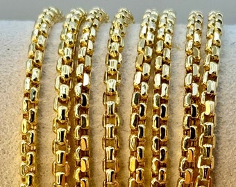 14K Solid Gold Box Chain Necklace,18”, 20”,22”,24" inches ,(2.55mm Thickness ),Real Gold Box Chain,For Her, For Him, Birthday Gift.