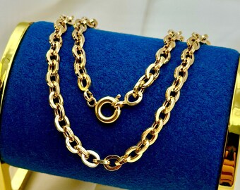 18k Gold Rolo chain, 5.4 mm, 18 inches ,18k Gold oval Rolo Necklace, For Her, For Him ,Birthday Gift, Anniversary Gift, Unique Rolo Chain.
