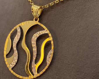 18k Real Gold round shape  necklace diamond cut, 20 inches.