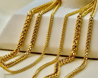 18k Gold Franco chain, Franco foxtail chain, foxtail necklace, trending Gold chain, 18k real Gold Chain, for Him, For Her, Birthday Gift.