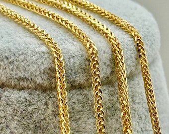 18k Gold Franco Necklace, 1.5 mm, Franco chain, Foxtail chain, Trending gold chain, Anniversary Gift, Birthday Gift ,For Her, For Him.