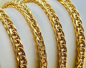 14k Gold Franco chain, 4mm, 14k Foxtail Diamond Cut, Franco foxtail chain, foxtail necklace, Trending chain, 14k real Gold, Gift Gold Chain.