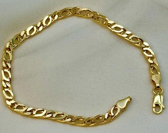 14k Gold Double Curb Bracelet - 4mm, 7.5"
