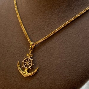 14k Gold Anchor Necklace/ Gold ships wheel/ Gold Anchor Necklace/ Ship Anchor Necklace/ 14k Gold Anchor Necklace/ Birthday Gift