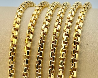 18K Solid Yellow Gold Box Chain Necklace, 20,22, inches , Real Gold Chain, Box Link Chain, Box Chain Gold, Birthday Gift ,Anniversary Gift .