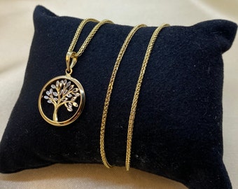 14k solid Gold Tree of life necklace Diamond Cut ,14k solid gold tree of life necklace 19.5 inches ,1.5 mm , gift