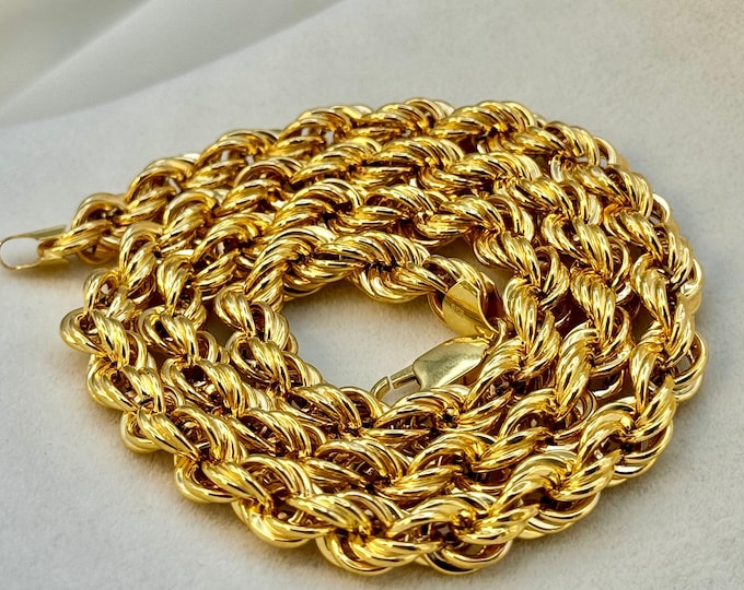 Featured listing image: 14k Real Gold Rope Chain, 8mm, 22", 14k Gold Chunky Rope chain, Gold rope Necklace, 14k rope chain, 14k  Thick Rope chain, For Him ,For Dad.