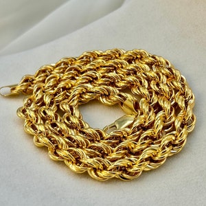 14k Gold Rope Chain Necklace, 8mm Thick - 22 Inch