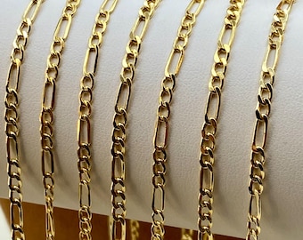18k Gold Figaro Chain Necklace - 2.75MM Real Gold