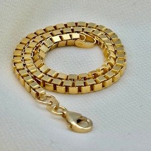 18k Solid Gold box Bracelet link , 2mm , 2.7 mm  ,8” , box Bracelet , For Him ,Birthday Gift ,anniversary Gift, Christmas gift, For Her .