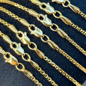 14K Solid Gold Box Chain Necklace, Real Gold Chain, Box Link Chain, Box Chain Gold, For Her, For Him, Birthday gift, Anniversary Gift .