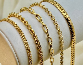 18k Real Gold Rolo Bracelet, 18k Gold curb Bracelet, 18k Rope Bracelet ,14k Cable  Bracelet , For Her ,For Him, For Gift .