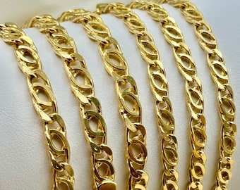 14K Gold Tiger eye Cable Necklace , 3.5mm, 4.5mm, 14K Gold Nona Double Link Chain Necklace for Men & Women, New Design Necklace ,Gift .