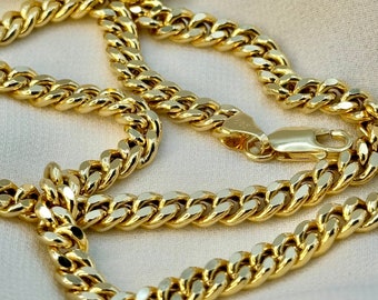 14k SOLID GOLD Curb Chain Necklace,25.5",24",22",5 MM ,Real Gold Chain ,Gold Chain, Ladies Gold Chain, For Him, for Her, Birthday Gift.