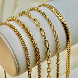 18k Real Gold Rolo Bracelet, 18k Gold curb Bracelet, 18k Rope Bracelet ,14k Cable  Bracelet , For Her ,For Him, For Gift .