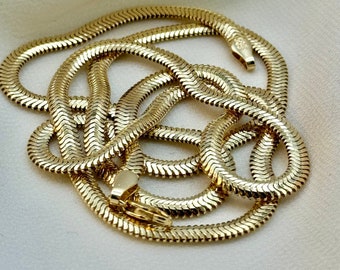 14k Solid Gold Herringbone Snake Chain Necklace, 3.5MM and 18k Solid Herringbone 4mm  / 14K gold Snake Chain, 18K, 4mm Gold Herringbone .