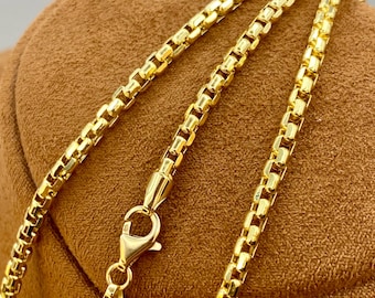 Naszyjnik z łańcuszkiem typu box 14K Gold: grubość 3,5 mm, prawdziwe złoto