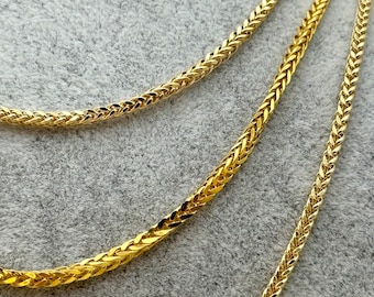 18k Gold Franco Chain Necklace: Diamond Cut Foxtail, 2.2MM