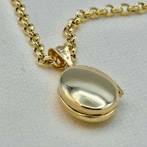 14k Gold Locket Necklace oval shape ,22&quot;, Gift ,  Gold locket pendant ,birthday gift ,For Her ,Memorial Necklace , Birthday Gift .