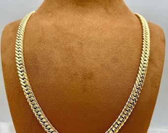 14k Real Gold Curb Chain Necklace: 6mm
