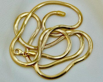 18K, 14k Solid Gold Herringbone Snake Chain Necklace / 18K Real gold Shiny  / 16", 19.5" Lengths/Solid Gold Chain Necklace for Her.