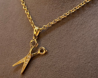 18k solid gold scissor necklace 19.5 inches ,Scissor Necklace - 18k Yellow Gold, Scissor jewelry, Hairstylist, Fashion Designer
