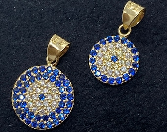 14kGold Evil eye pendant available in two Different sizes