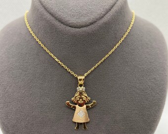 14k solid gold little Girl Necklace 19.5 inches 1mm