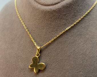 14k Real Gold butterfly Necklace 19.5 inches, Delicate Butterfly necklace .