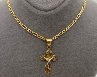 18k solid Gold cross necklace 19.5 inches