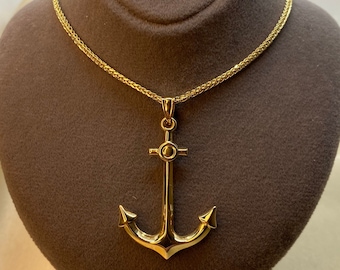 14k Gold Anchor Necklace/ Gold Anchor Necklace/ Anchor Necklace Gold/ Ship Anchor Necklace/ 14k Gold Anchor Necklace/ Birthday Gift
