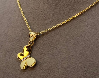 14k solid Gold butterfly necklace 20 inches