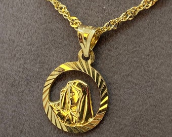 14k Solid Gold Miraculous Necklace,Virgin Mary, Christian Gift,Catholic Religious Jewelry